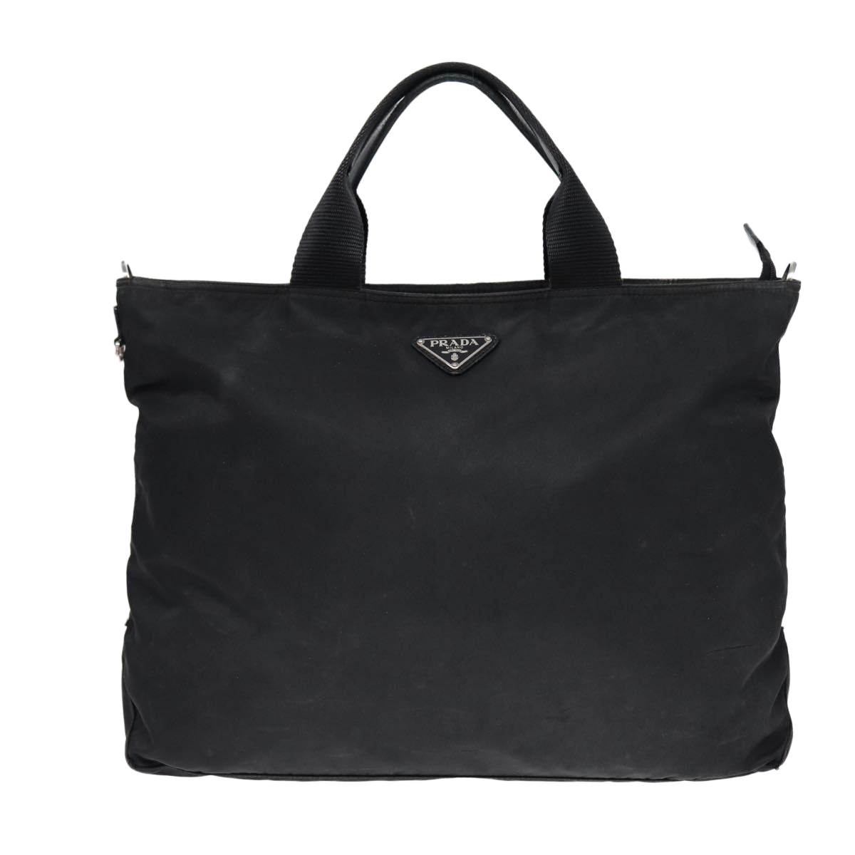 PRADA Tote Bag Nylon 2way Black Silver Auth ep5682