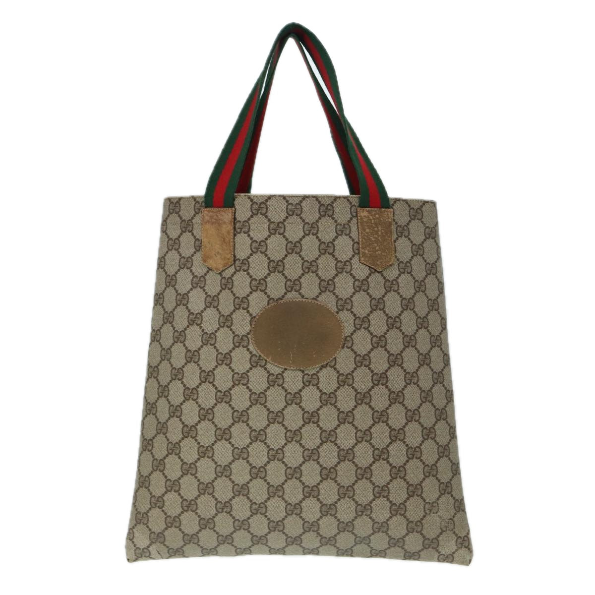 GUCCI GG Supreme Web Sherry Line Tote Bag PVC Beige Red 02 37 1300 Auth ep5684