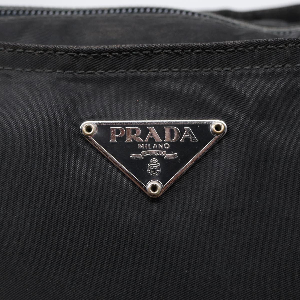 PRADA Shoulder Bag Nylon Black Silver Auth ep5690