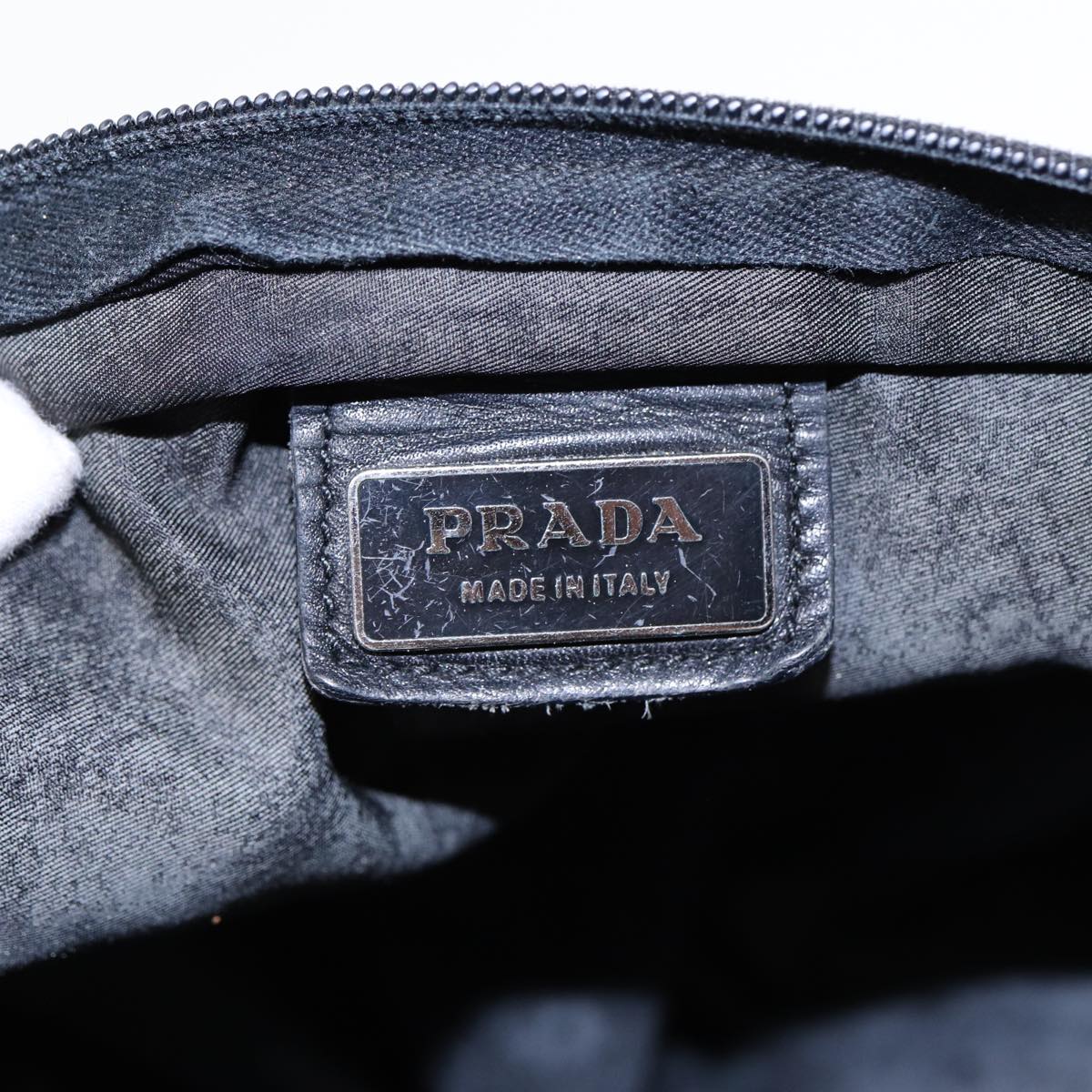 PRADA Shoulder Bag Nylon Black Silver Auth ep5690