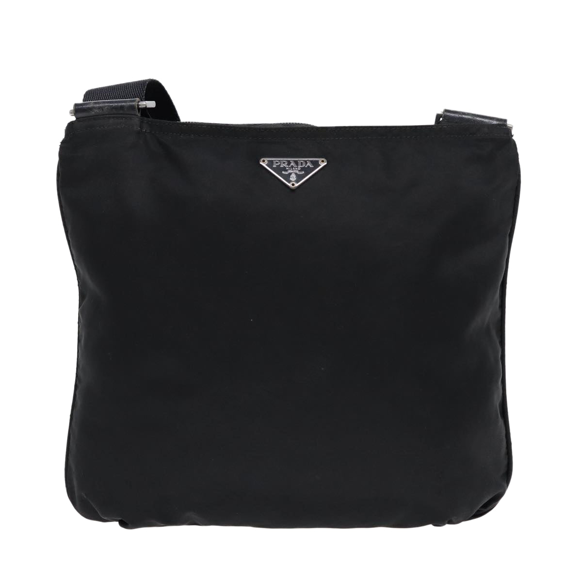 PRADA Shoulder Bag Nylon Black Silver Auth ep5690