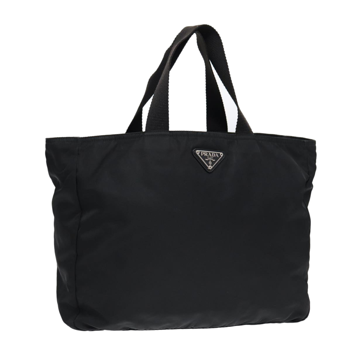 PRADA Tote Bag Nylon Black Silver Auth ep5692