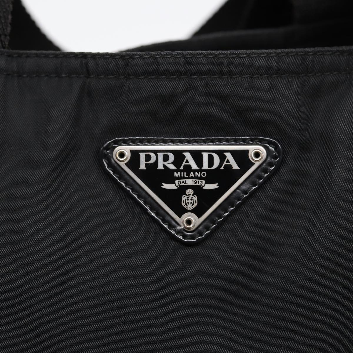 PRADA Tote Bag Nylon Black Silver Auth ep5692