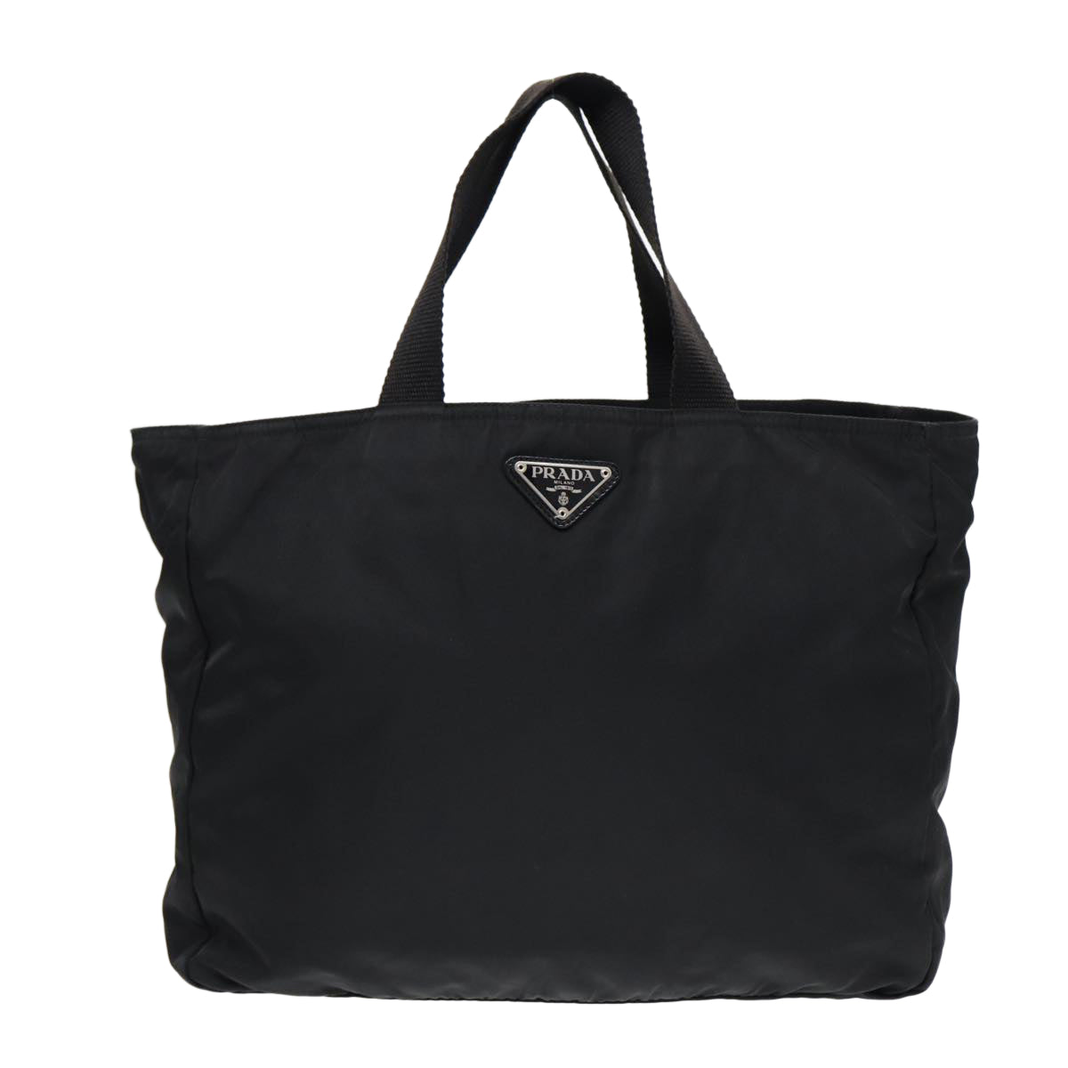 PRADA Tote Bag Nylon Black Silver Auth ep5692