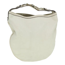 GUCCI Horsebit Shoulder Bag Leather Beige Gold 170013 Auth ep5698