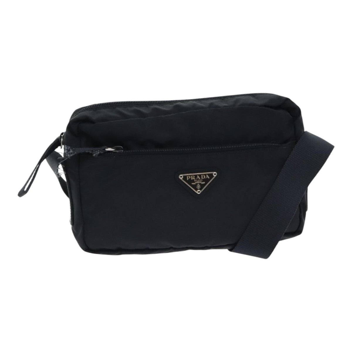 PRADA PRADA Shoulder Bag Nylon Black Silver Auth ep5715