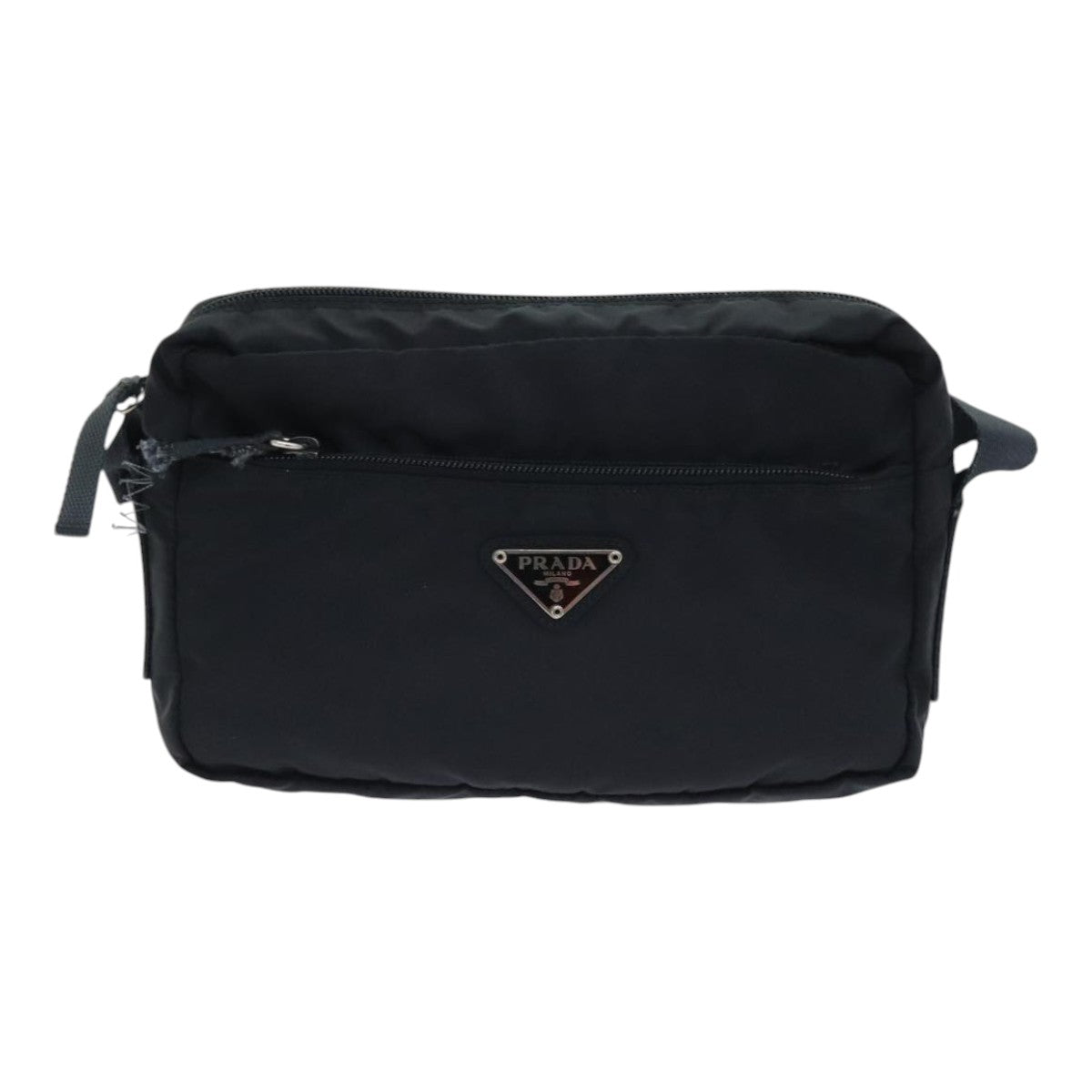 PRADA PRADA Shoulder Bag Nylon Black Silver Auth ep5715