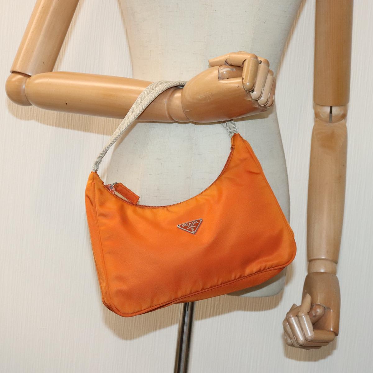 PRADA Mini Hand Bag Nylon Orange Auth ep5720