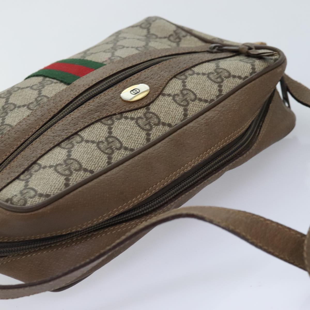 GUCCI GG Supreme Web Sherry Line Shoulder Bag PVC Beige 56 02 004 Auth ep5721