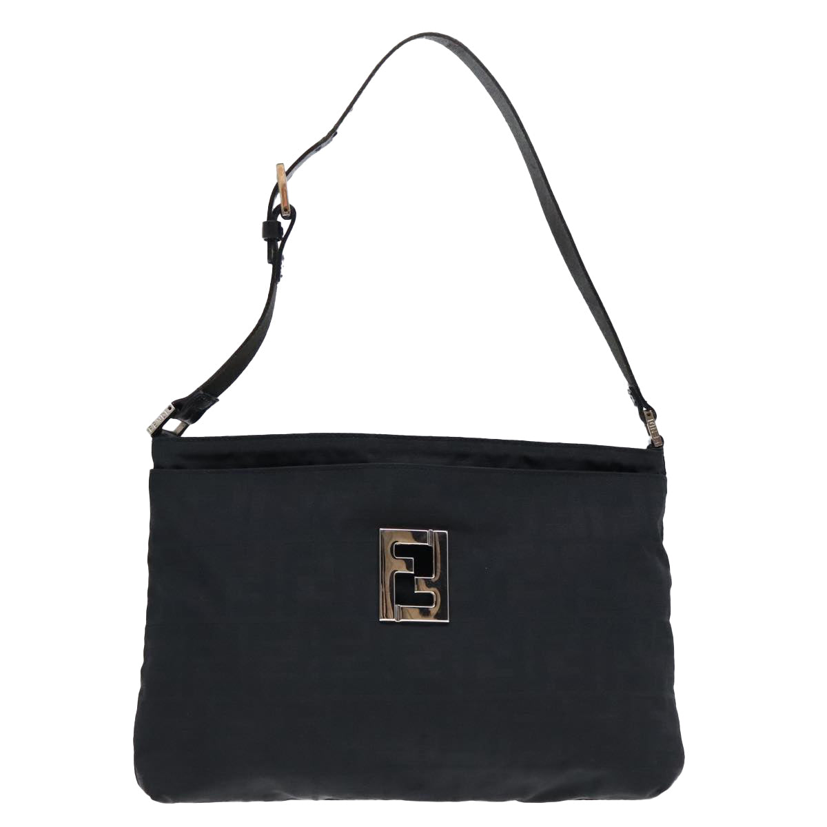 FENDI Zucca Canvas Shoulder Bag Silver Black Auth ep5725