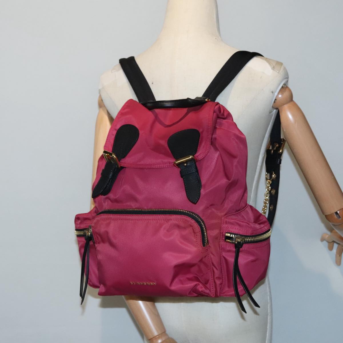 BURBERRY Backpack Nylon Pink Gold Auth ep5734