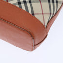 BURBERRY Nova Check Shoulder Bag Canvas Leather Beige Orange Silver Auth ep5735-15