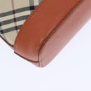 BURBERRY Nova Check Shoulder Bag Canvas Leather Beige Orange Silver Auth ep5735-16