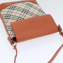 BURBERRY Nova Check Shoulder Bag Canvas Leather Beige Orange Silver Auth ep5735-6