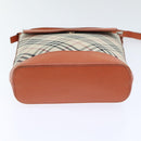 BURBERRY Nova Check Shoulder Bag Canvas Leather Beige Orange Silver Auth ep5735-5