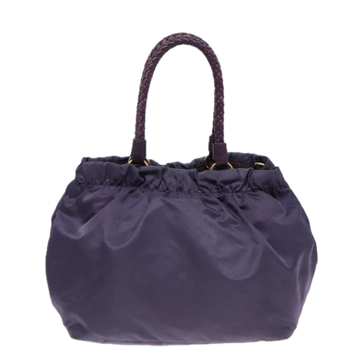 PRADA Hand Bag Nylon Leather 2way Purple Gold Auth ep5737 - 0