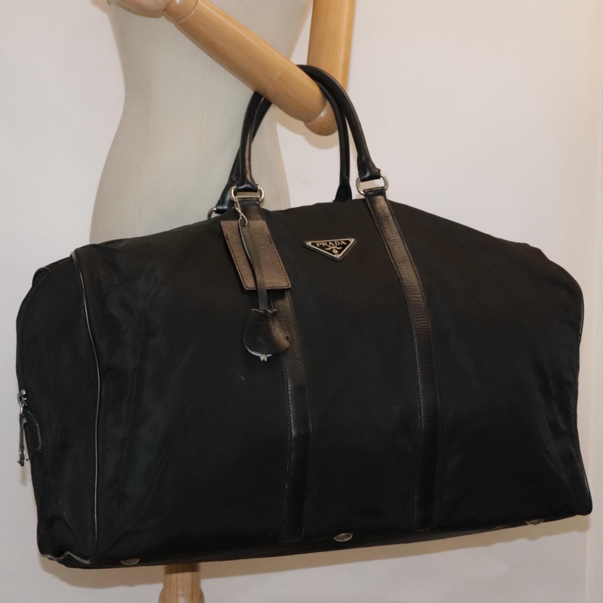 PRADA Boston Bag Nylon Black Auth ep5738