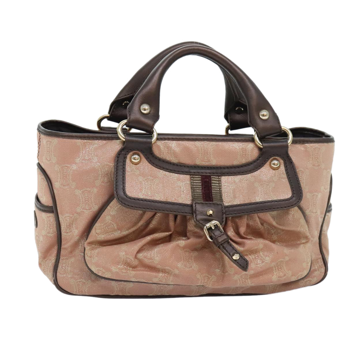 CELINE Macadam Canvas Boogie bag Hand Bag Pink Gold Auth ep5744