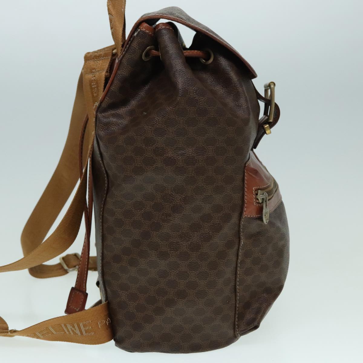 CELINE Macadam Canvas Backpack Brown Gold Auth ep5746