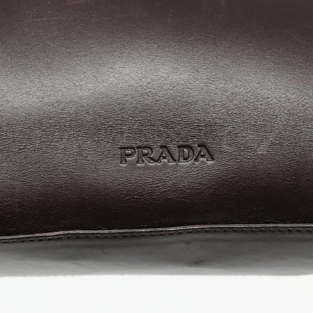 PRADA Shoulder Bag Leather Brown Silver Auth ep5760