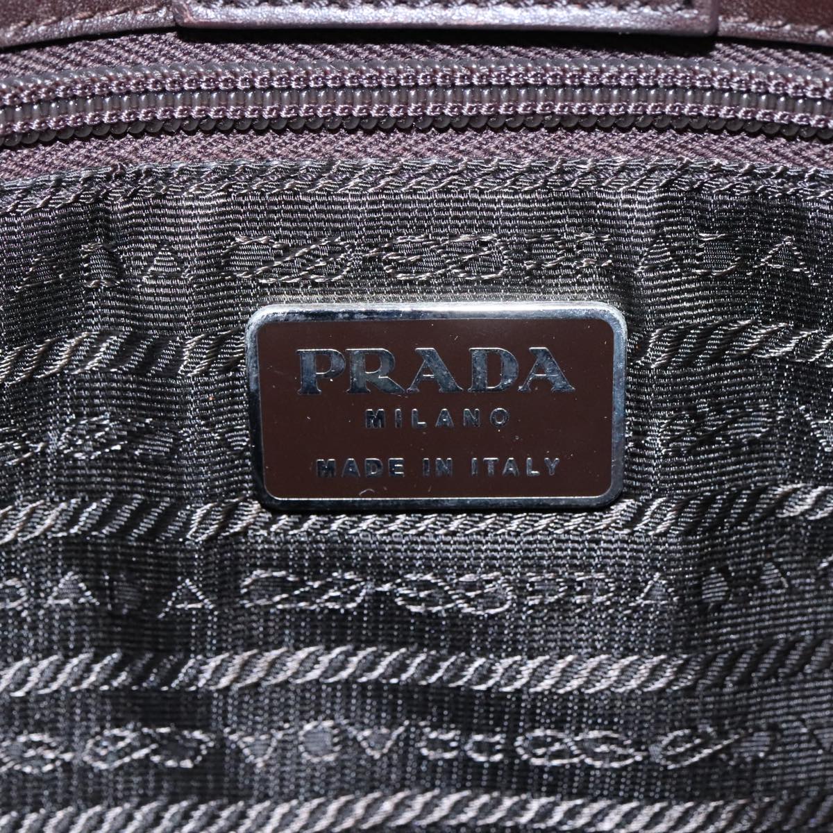 PRADA Shoulder Bag Leather Brown Silver Auth ep5760