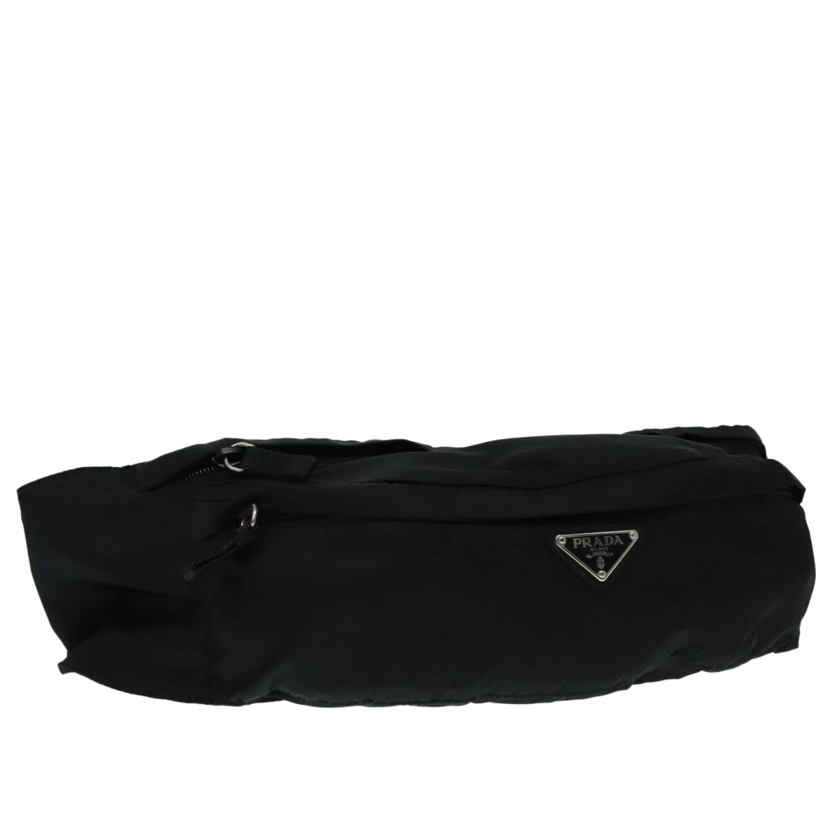 PRADA Body Bag Nylon Black Silver Auth ep5768