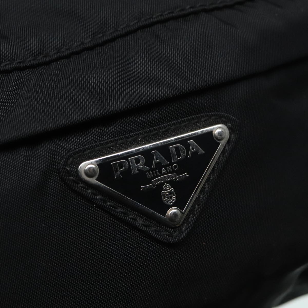 PRADA Body Bag Nylon Black Silver Auth ep5768