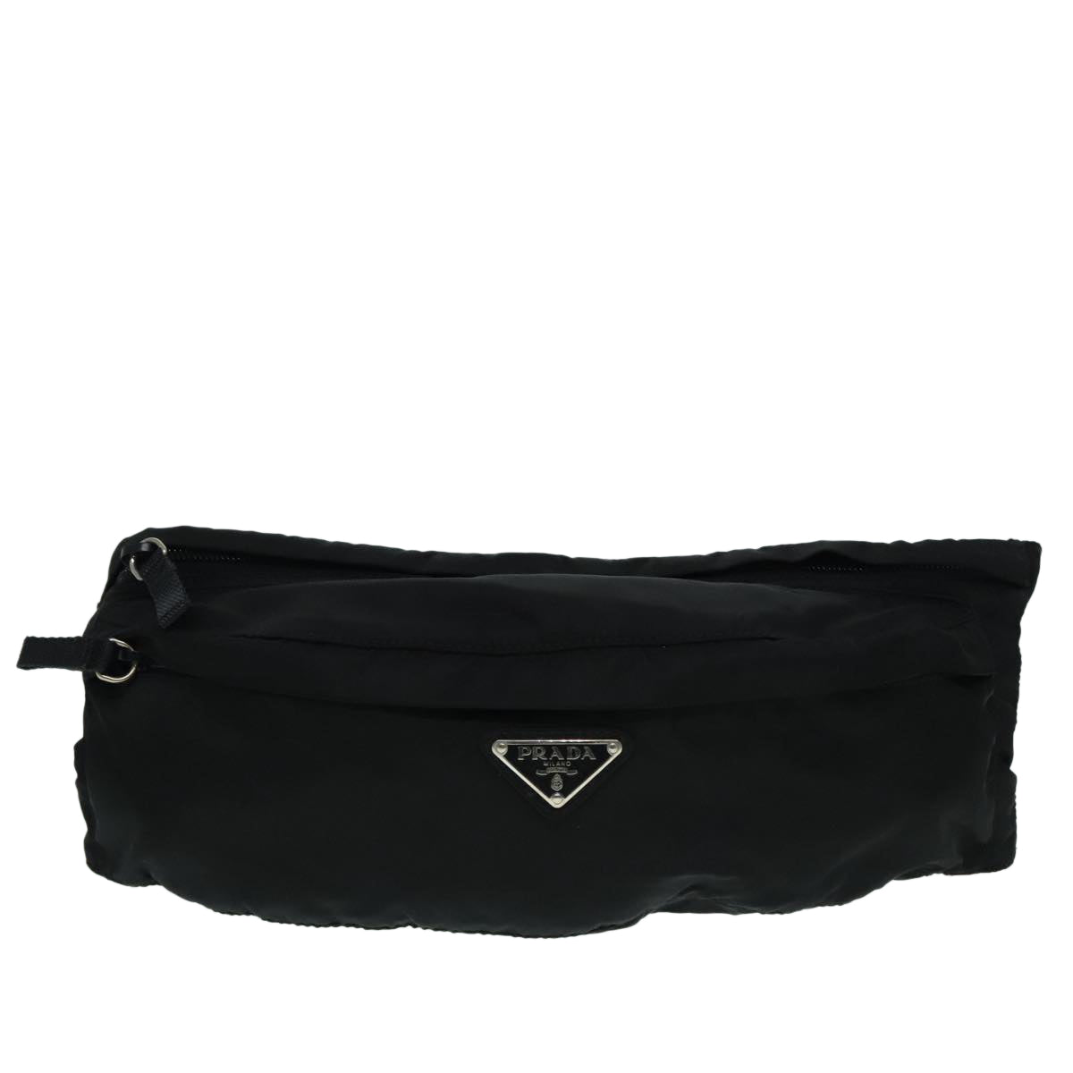 PRADA Body Bag Nylon Black Silver Auth ep5768