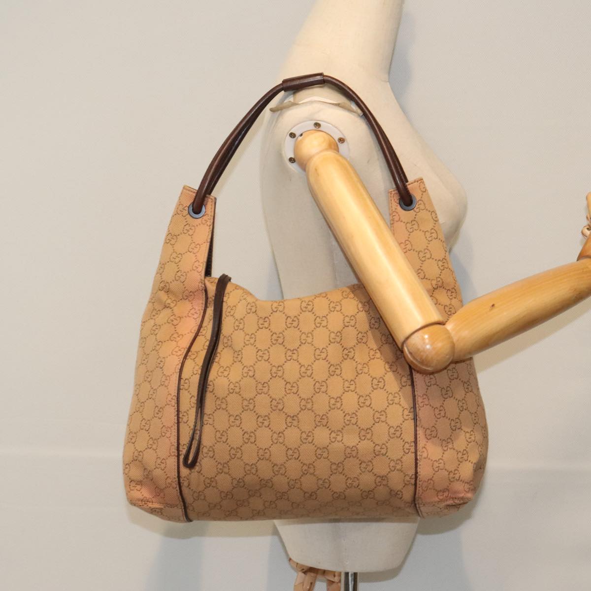 GUCCI GG Canvas Shoulder Bag Beige Brown 101292 Auth ep5774