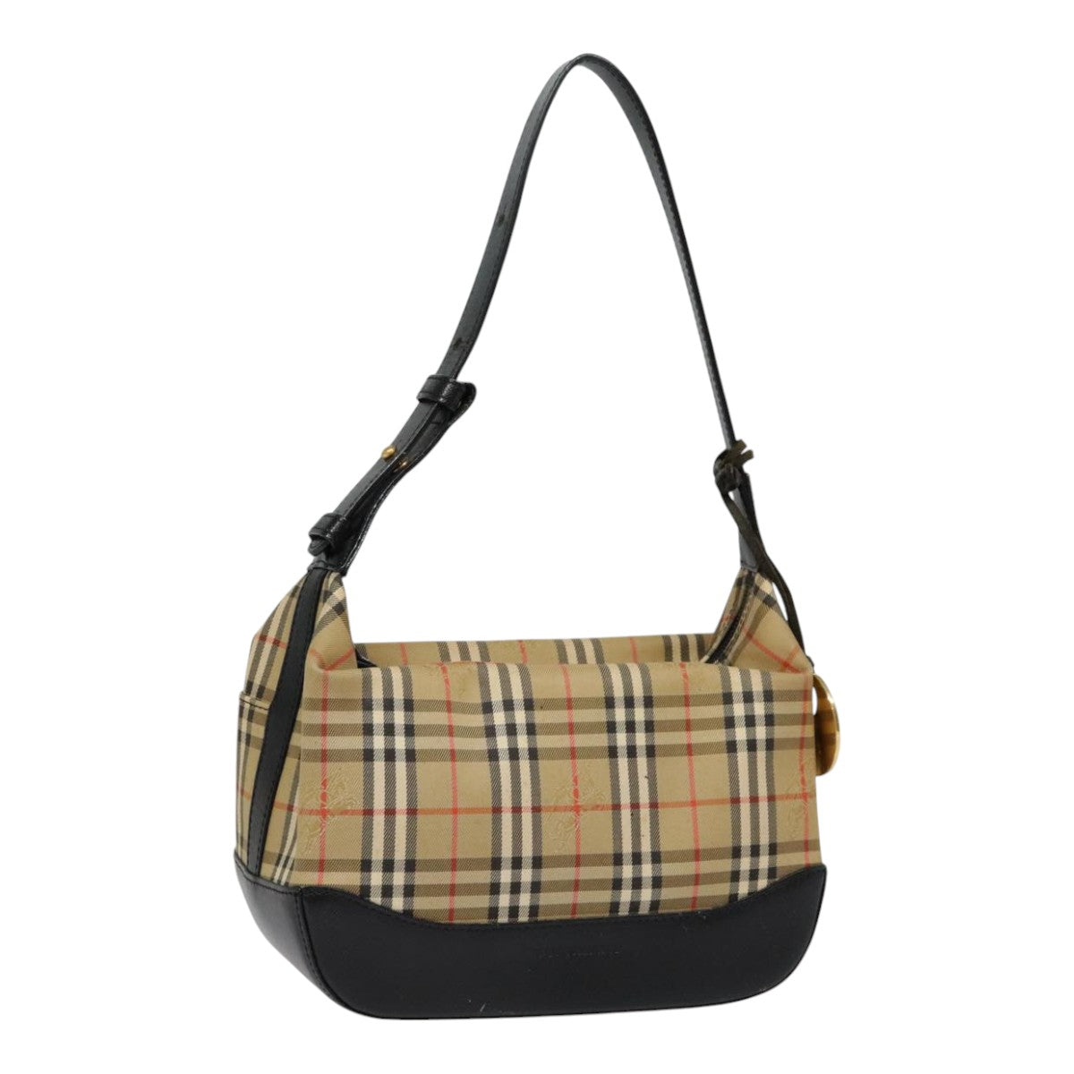 BURBERRY Nova Check Hand Bag Canvas Beige Gold Auth ep5781