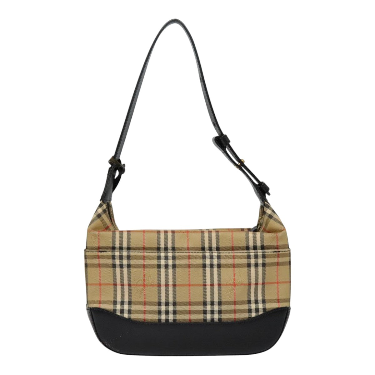 BURBERRY Nova Check Hand Bag Canvas Beige Gold Auth ep5781 - 0