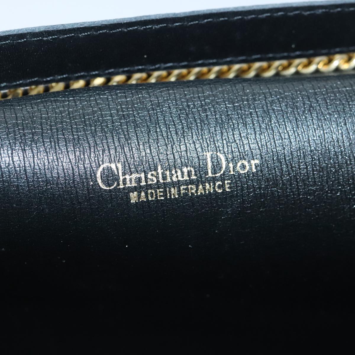 Christian Dior Trotter Canvas Chain Shoulder Bag Gold Black Auth ep5785