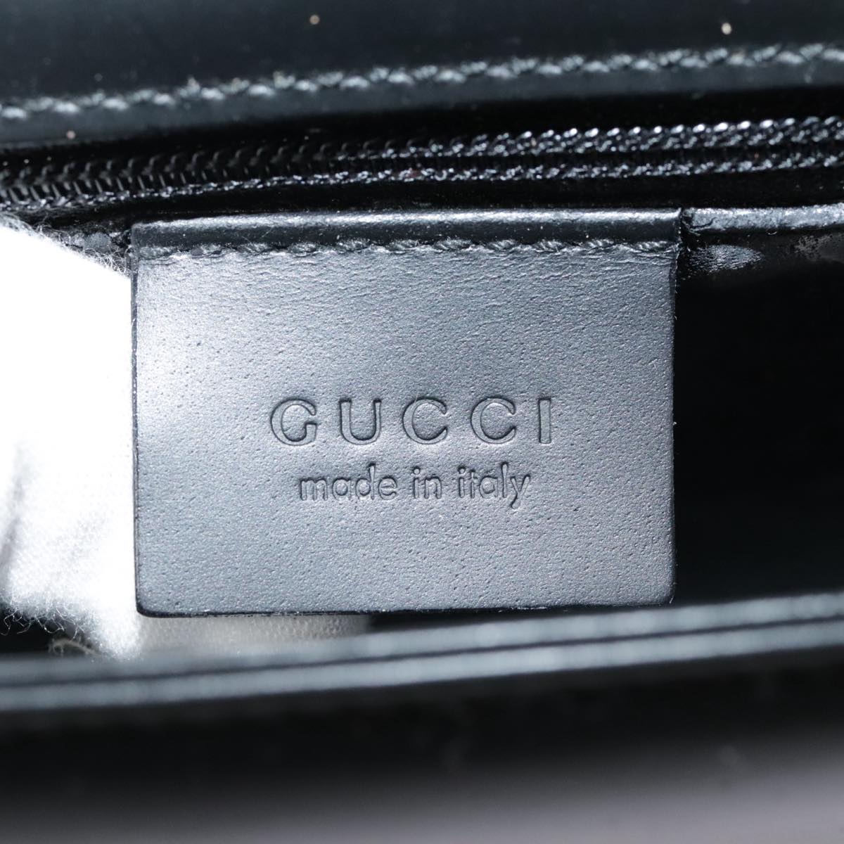 GUCCI Shoulder Bag Leather Black Silver 001 3063 Auth ep5790