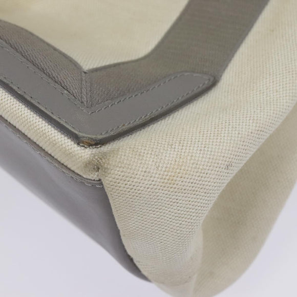 BALENCIAGA Navy Cabas S Hand Bag Canvas Leather White Beige 339933 Auth ep5793