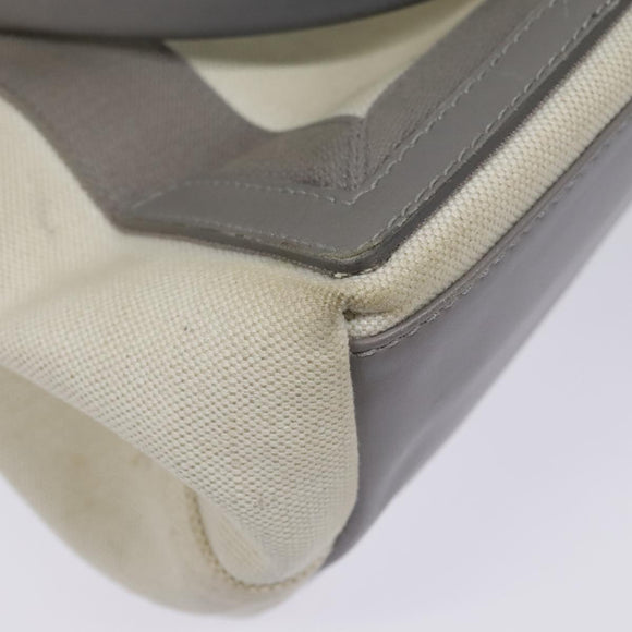 BALENCIAGA Navy Cabas S Hand Bag Canvas Leather White Beige 339933 Auth ep5793