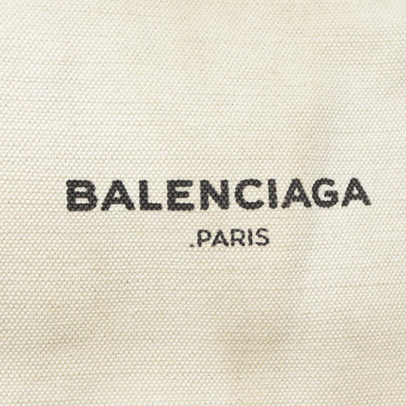 BALENCIAGA Navy Cabas S Hand Bag Canvas Leather White Beige 339933 Auth ep5793