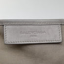 BALENCIAGA Navy Cabas S Hand Bag Canvas Leather White Beige 339933 Auth ep5793-17