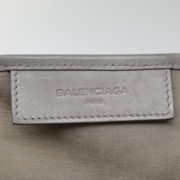 BALENCIAGA Navy Cabas S Hand Bag Canvas Leather White Beige 339933 Auth ep5793