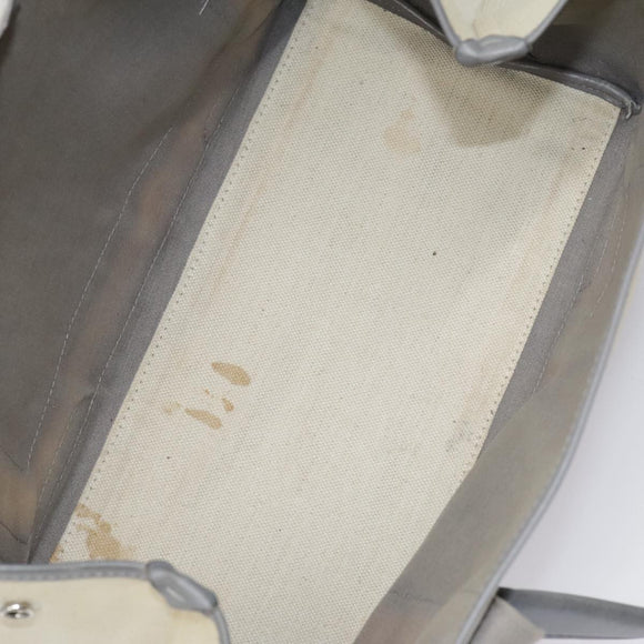 BALENCIAGA Navy Cabas S Hand Bag Canvas Leather White Beige 339933 Auth ep5793