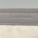 BALENCIAGA Navy Cabas S Hand Bag Canvas Leather White Beige 339933 Auth ep5793-23