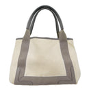 BALENCIAGA Navy Cabas S Hand Bag Canvas Leather White Beige 339933 Auth ep5793-2