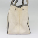 BALENCIAGA Navy Cabas S Hand Bag Canvas Leather White Beige 339933 Auth ep5793-3