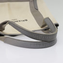 BALENCIAGA Navy Cabas S Hand Bag Canvas Leather White Beige 339933 Auth ep5793-7