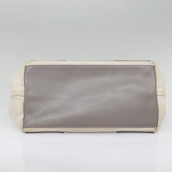 BALENCIAGA Navy Cabas S Hand Bag Canvas Leather White Beige 339933 Auth ep5793