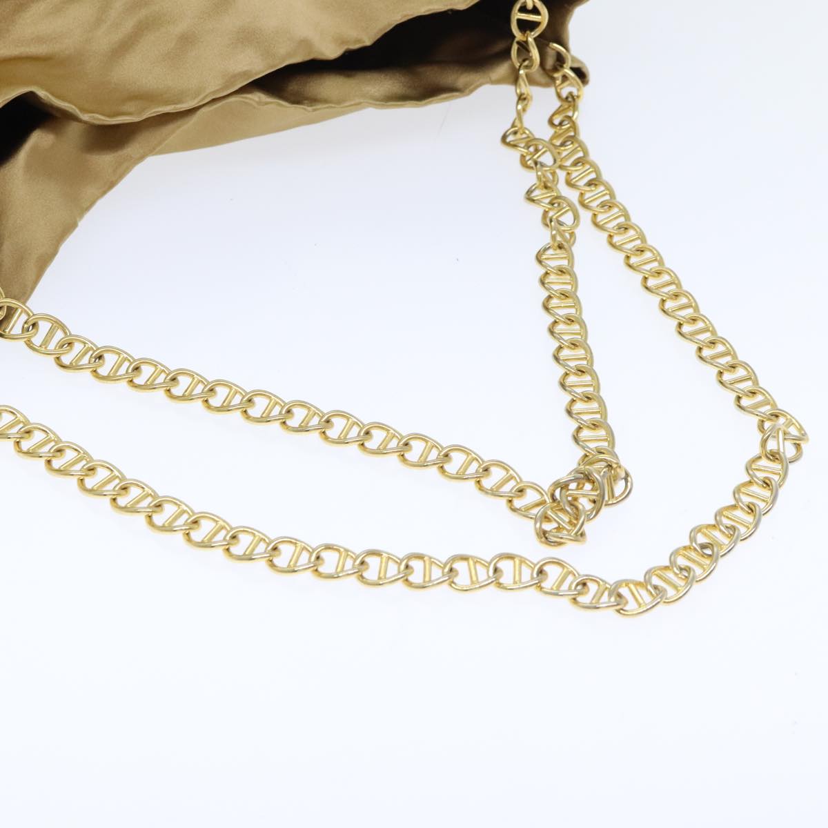 PRADA Chain Tote Bag Satin Gold Auth ep5795