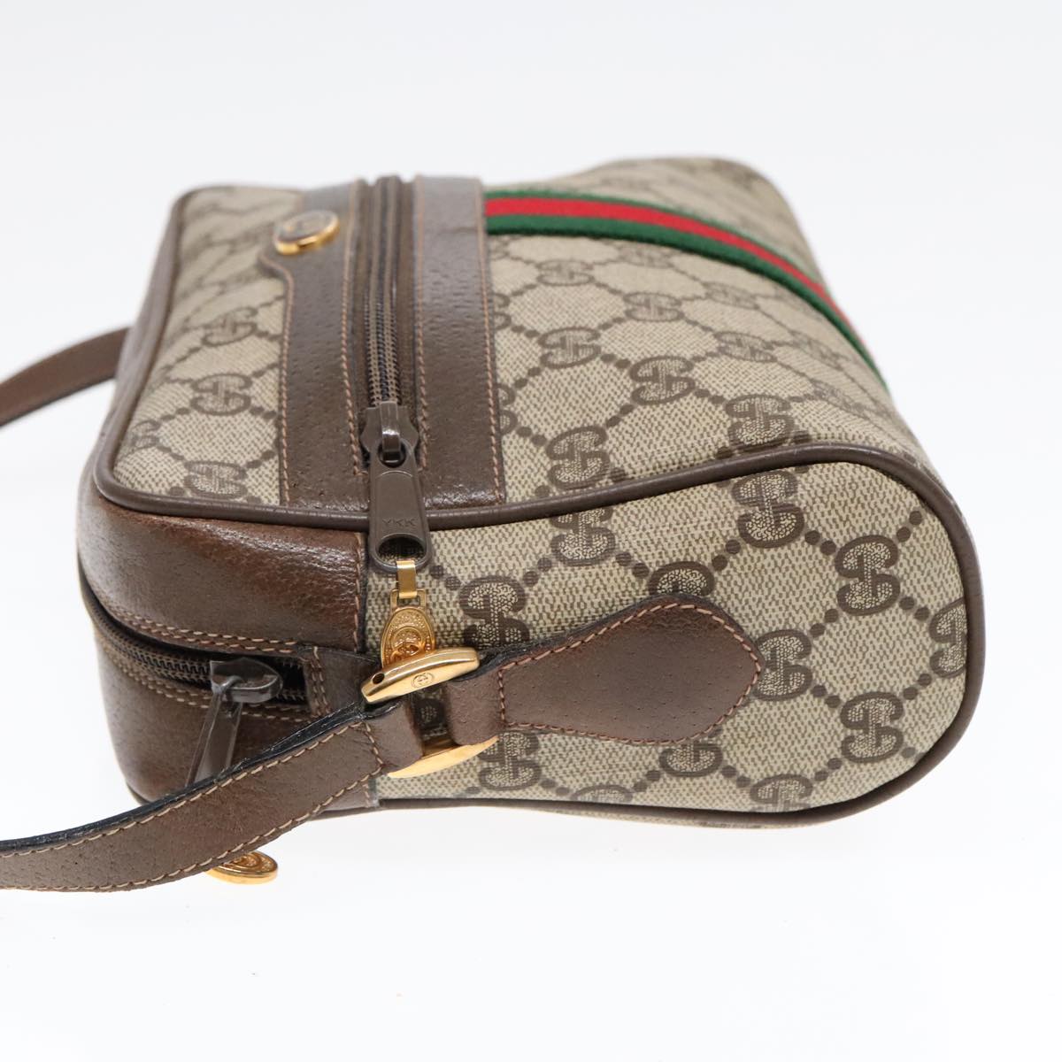 GUCCI GG Supreme Web Sherry Line Bag PVC Beige Gold 68 02 004 Auth ep5813