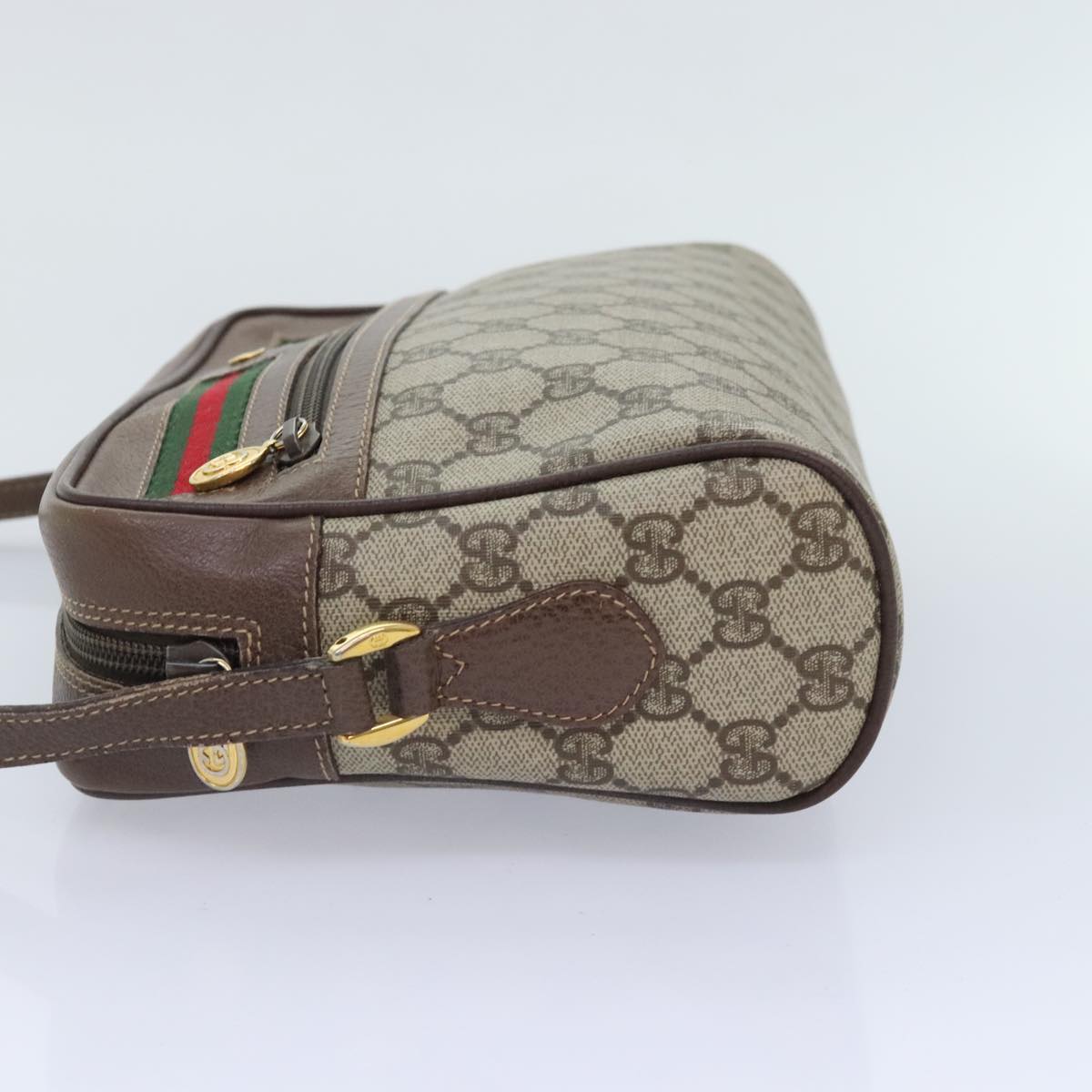 GUCCI GG Supreme Web Sherry Line Shoulder Bag PVC Beige 001 113 6472 Auth ep5821