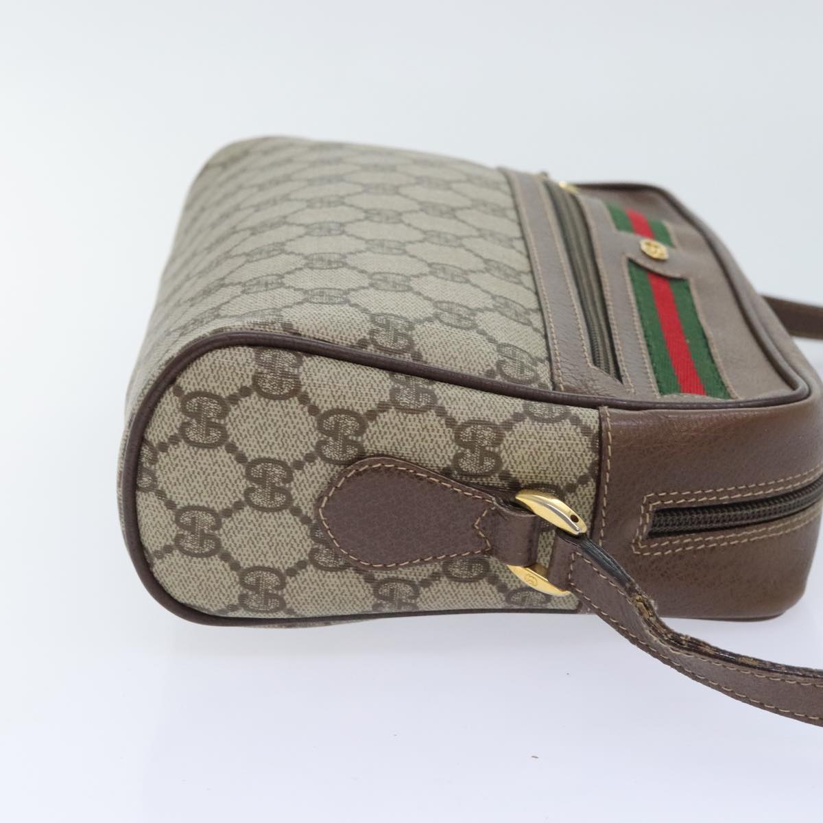 GUCCI GG Supreme Web Sherry Line Shoulder Bag PVC Beige 001 113 6472 Auth ep5821