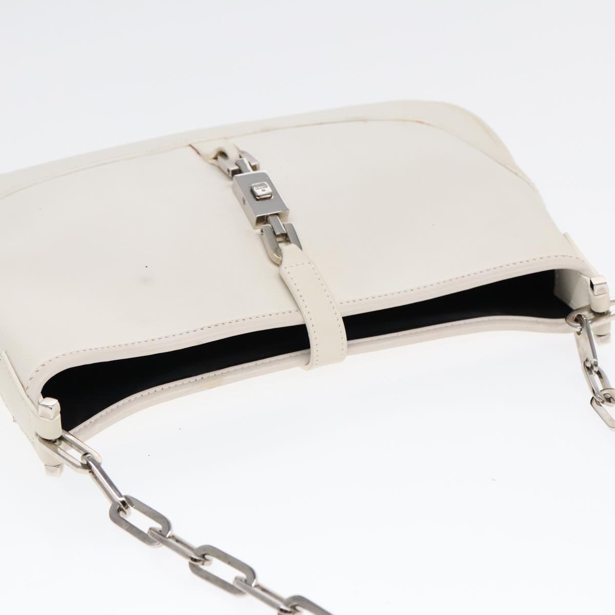 GUCCI Jackie Chain Shoulder Bag Leather White Silver 001 4032 Auth ep5823