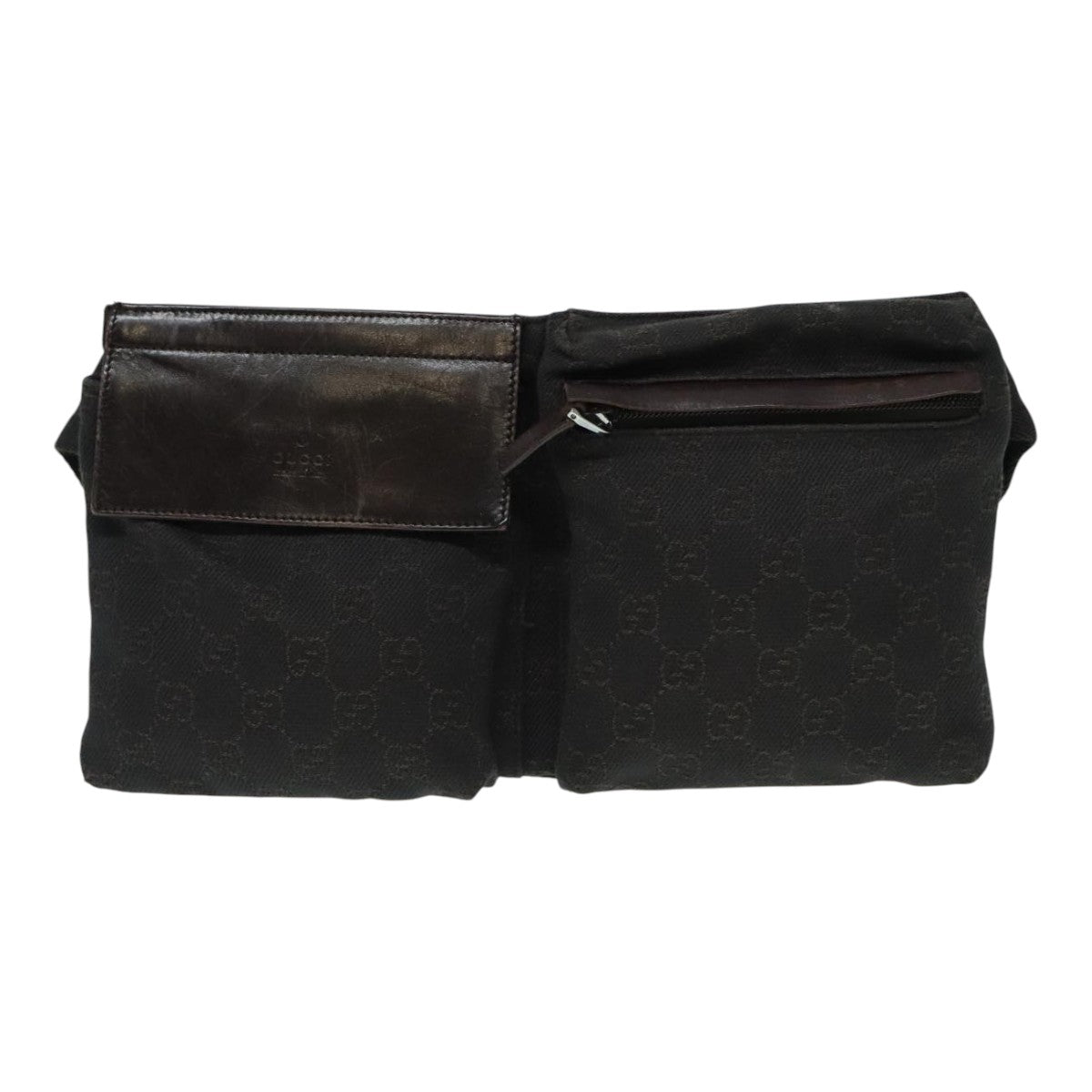 GUCCI GG Canvas Waist bag Black Silver Auth ep5825 - 0